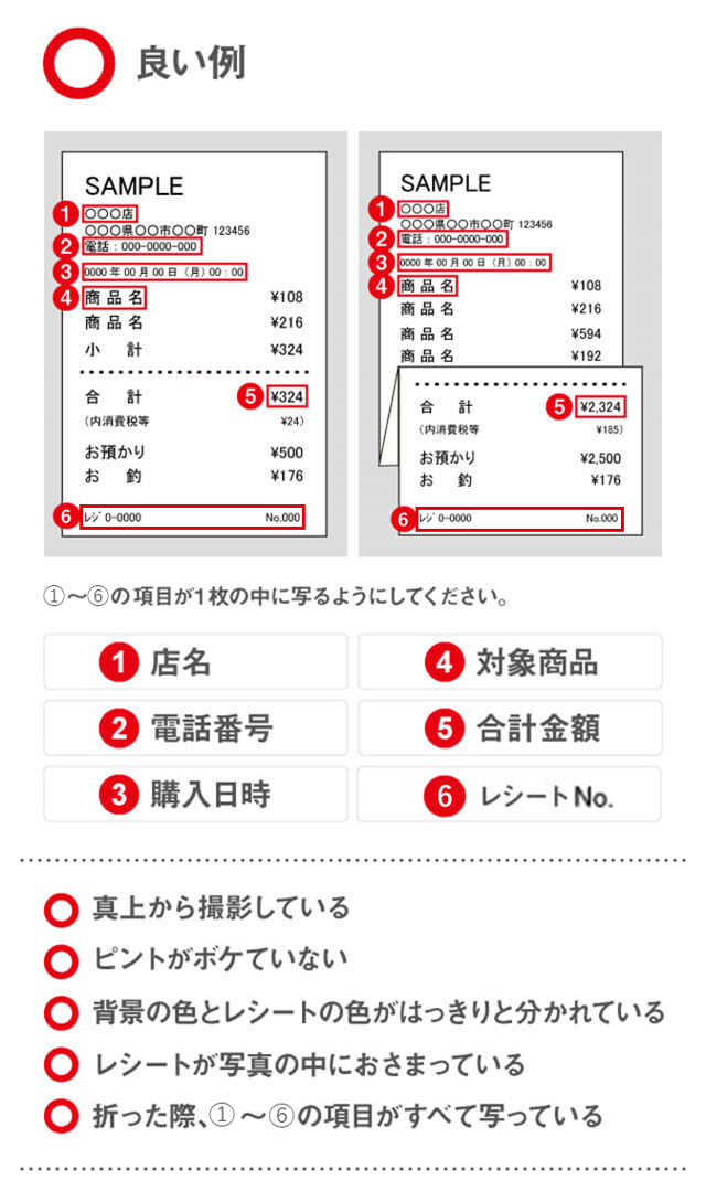 レシート撮影方法1